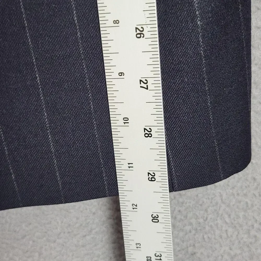 Jos A Bank Suit Mens 42R 34X27 Blue Wool Pinstripe 2 Button 2 Piece USA Wedding